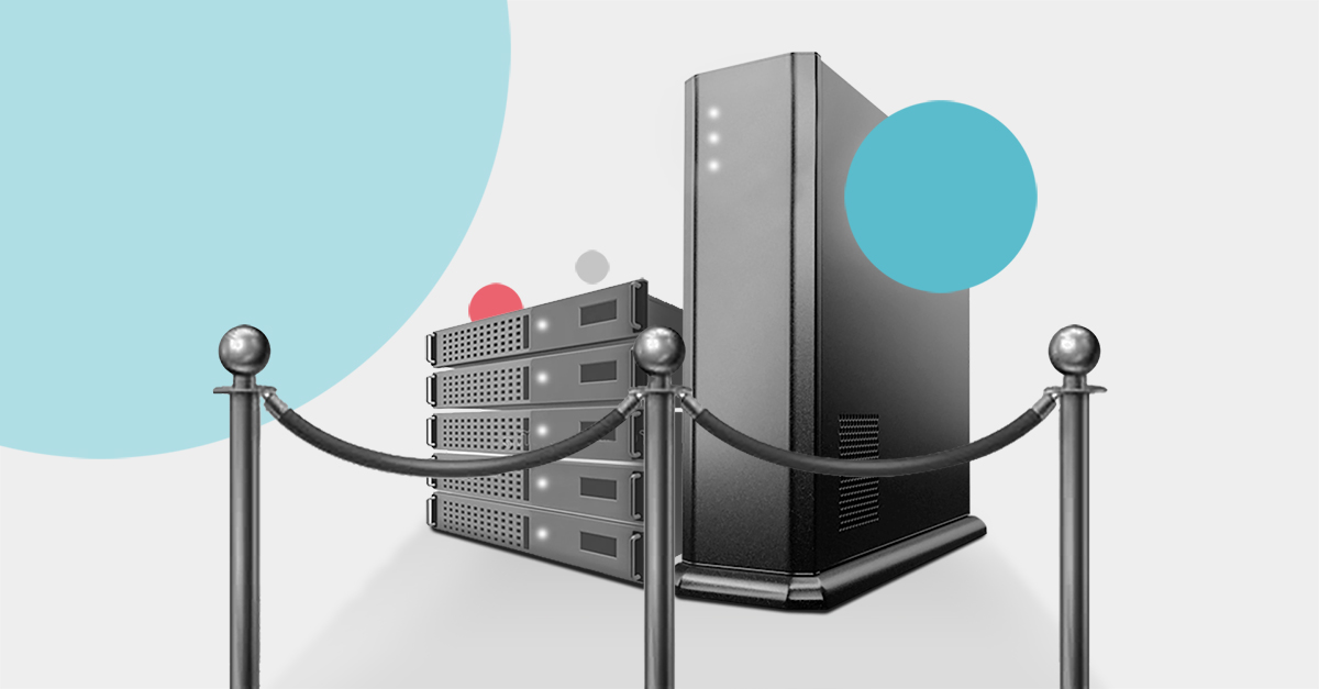 Ein Computerserver hinter einer Samtschnur