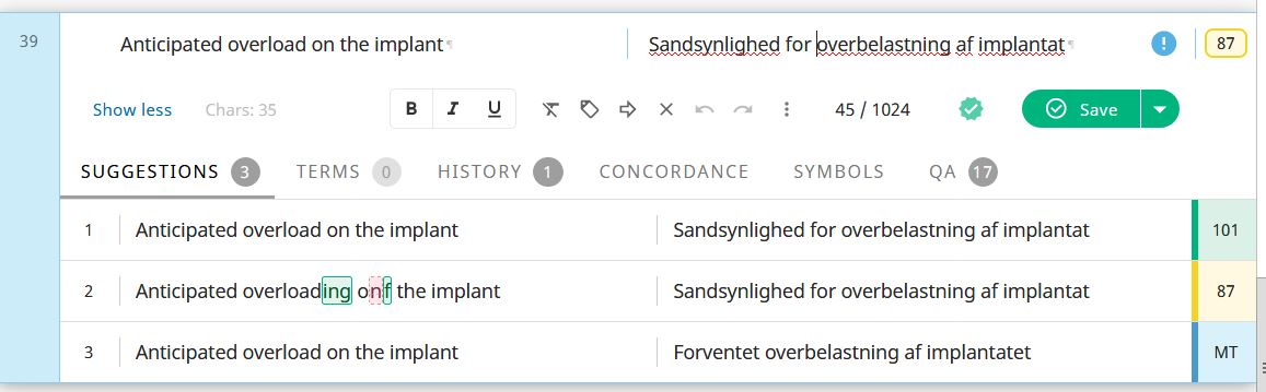 Smart Editor: Fuzzy Matches vs. Context Match